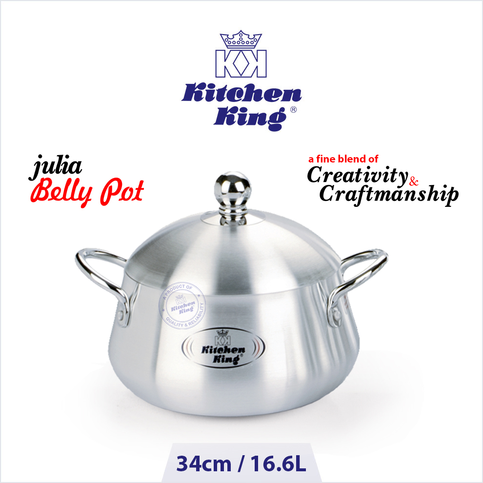 Silver Degchi. Silver cookware price in Pakistan. Patila Price Belly-Julia-Pot-34cm.jpg The Satin finish on our pots and pans is beautifully formed due to the polish that has been done in and out on surface which express glass mirror reflection. It is ideal for ambitious chefs due to its outstanding heat distribution and simplicity of food release. It is manufactured from heavy gauge high quality pure aluminium which gives more durability and a stylish appearance in your kitchen. The attractive ergonomic handles with a smooth finish are riveted for maximum control and a stable grip. We recommend the use of little oil for extra ease of release of food. Our cookware is suitable for gas and electric glass stovetops. Hand wash is recommended to preserve the appearance of cookware.