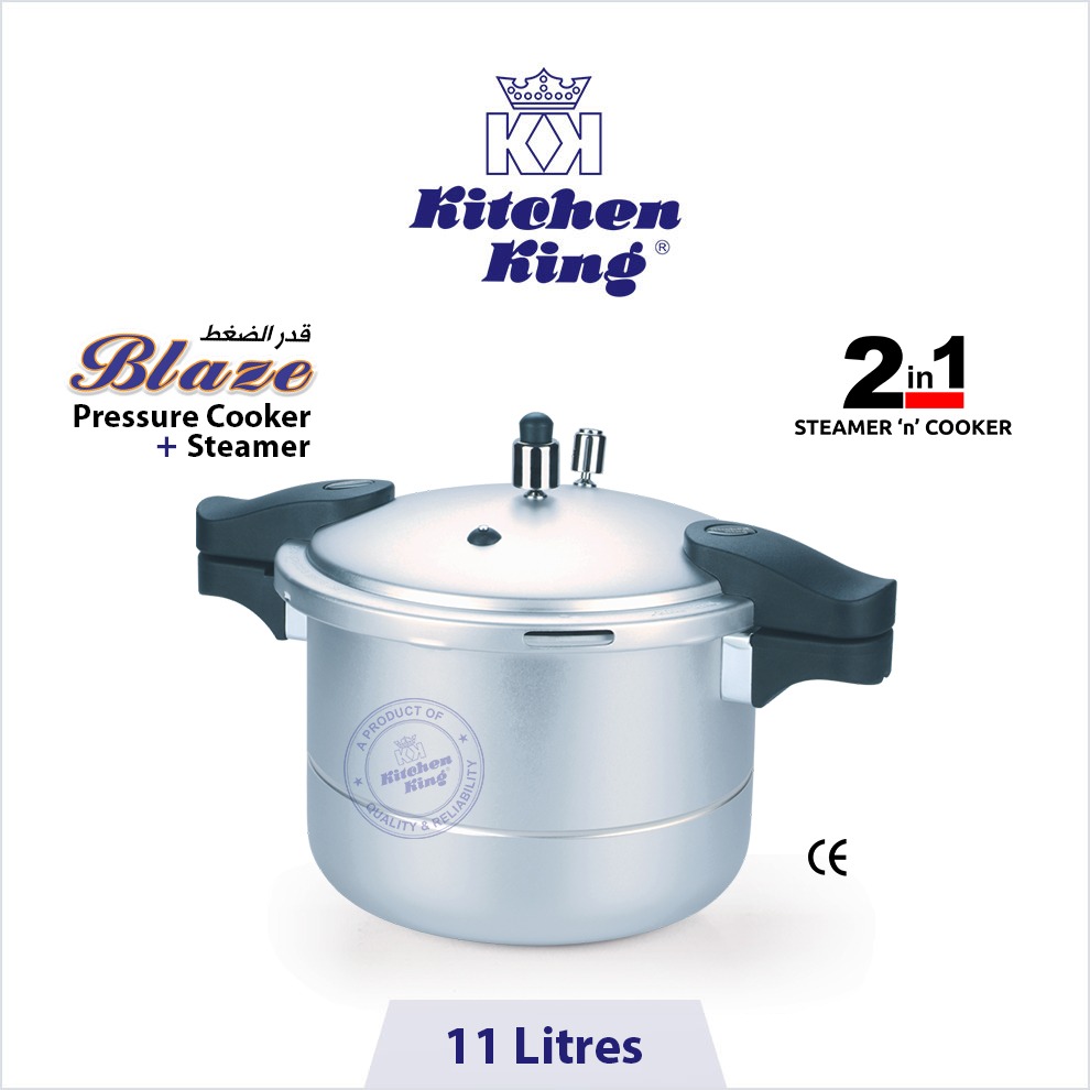 best pressure cooker in Pakistan, best quality pressure cooker, blaze + steamer 11 litres, kitchen king cookware best pressure cooker in Pakistan, best quality pressure cooker, blaze + steamer 11 litres, kitchen king cookware