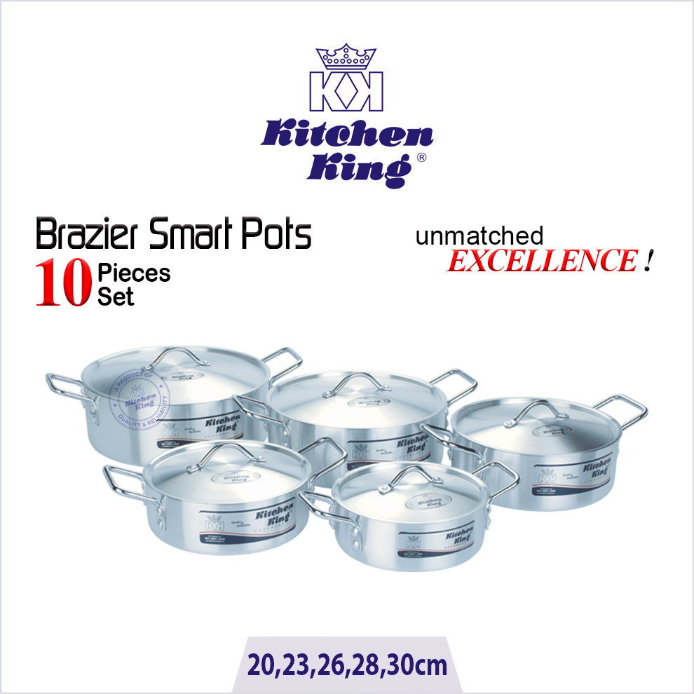 10 Pieces Fish Pot Cooking Set | Size 2 - 6 | Kitchen King Aluminium cookware price. Silver Degchi. Silver cookware at best price in Pakistan. cooking pots. Patila set price in Pakistan. Cookware set price in Pakistan.