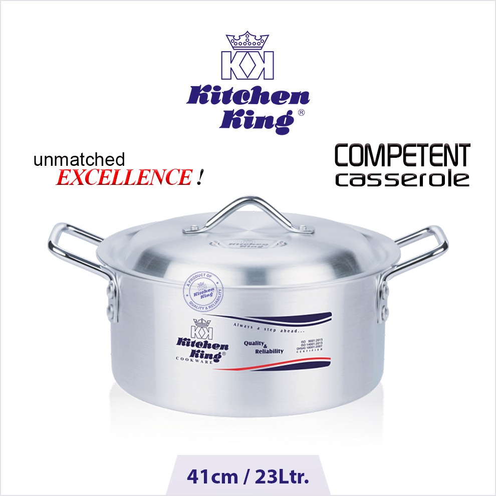 Competent-Casserole-41cm.jpg Aluminium cookware price. Silver Degchi. Silver cooking pot. cooking pot. Silver cookware. Patila set price in Pakistan. Degchi Set. Best cookware in Pakistan.