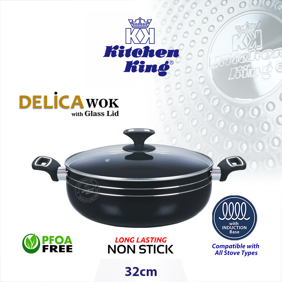 Induction cookware. Nonstick Karahi. Nonstick Wok Karahi Pan. Induction cookware. induction cooktop. cookware for electric stove. best non stick cookware in Pakistan. Karahi with glass lid. Nonstick kitchenware.