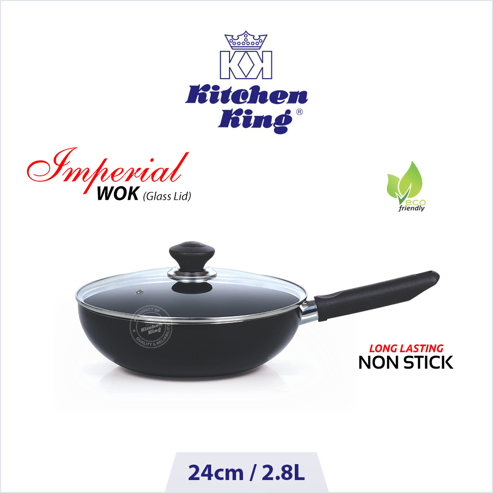 best nonstick cookware Imperial Wok long handle with glass lid 24cm best nonstick cookware Imperial Wok long handle with glass lid 24cm