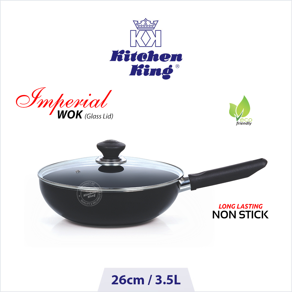 best nonstick cookware Imperial Wok long handle with glass lid 26cm best nonstick cookware Imperial Wok long handle with glass lid 26cm