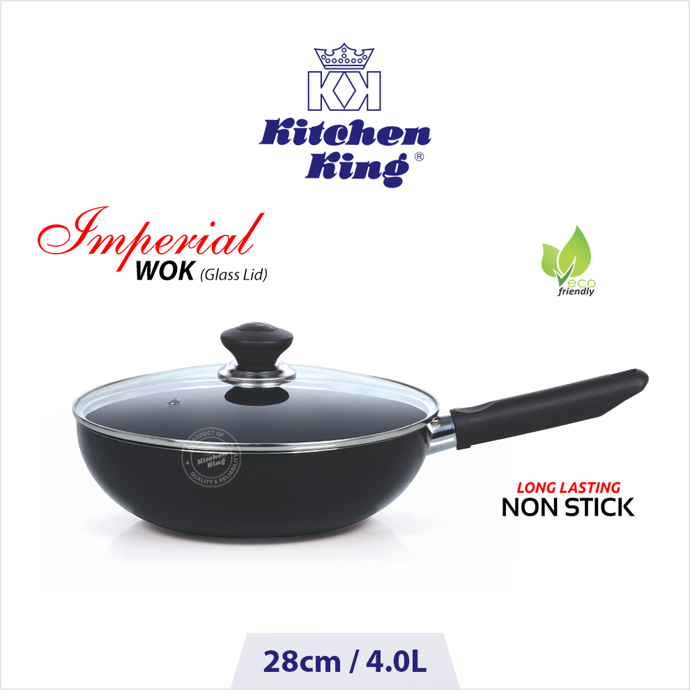 best nonstick cookware Imperial Wok long handle with glass lid 28cm best nonstick cookware Imperial Wok long handle with glass lid 28cm