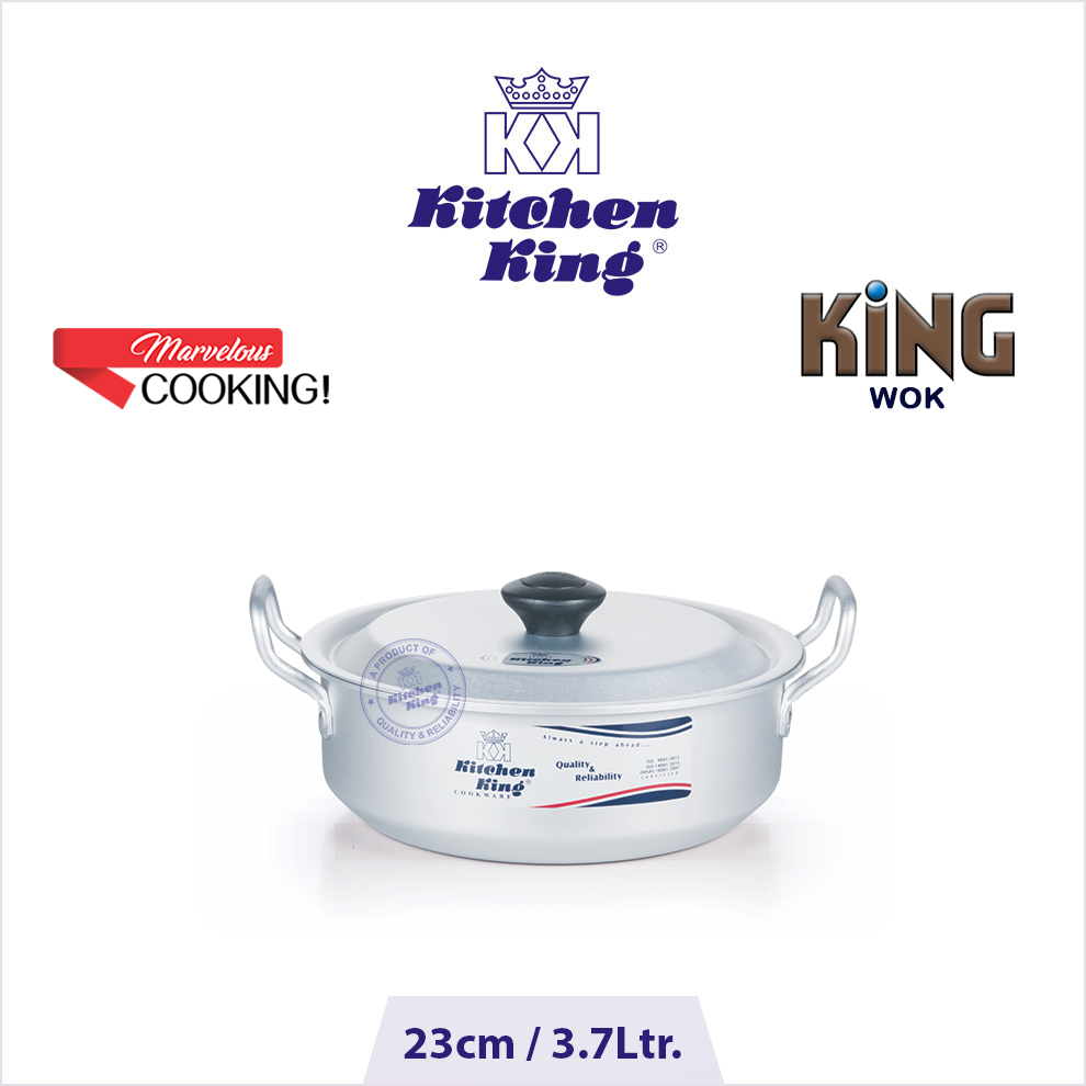 Shop Karahi at best price. Silver steel karahi. Best CookwareKing-Wok-23cm high quality wok by best cookware brand kitchen king.