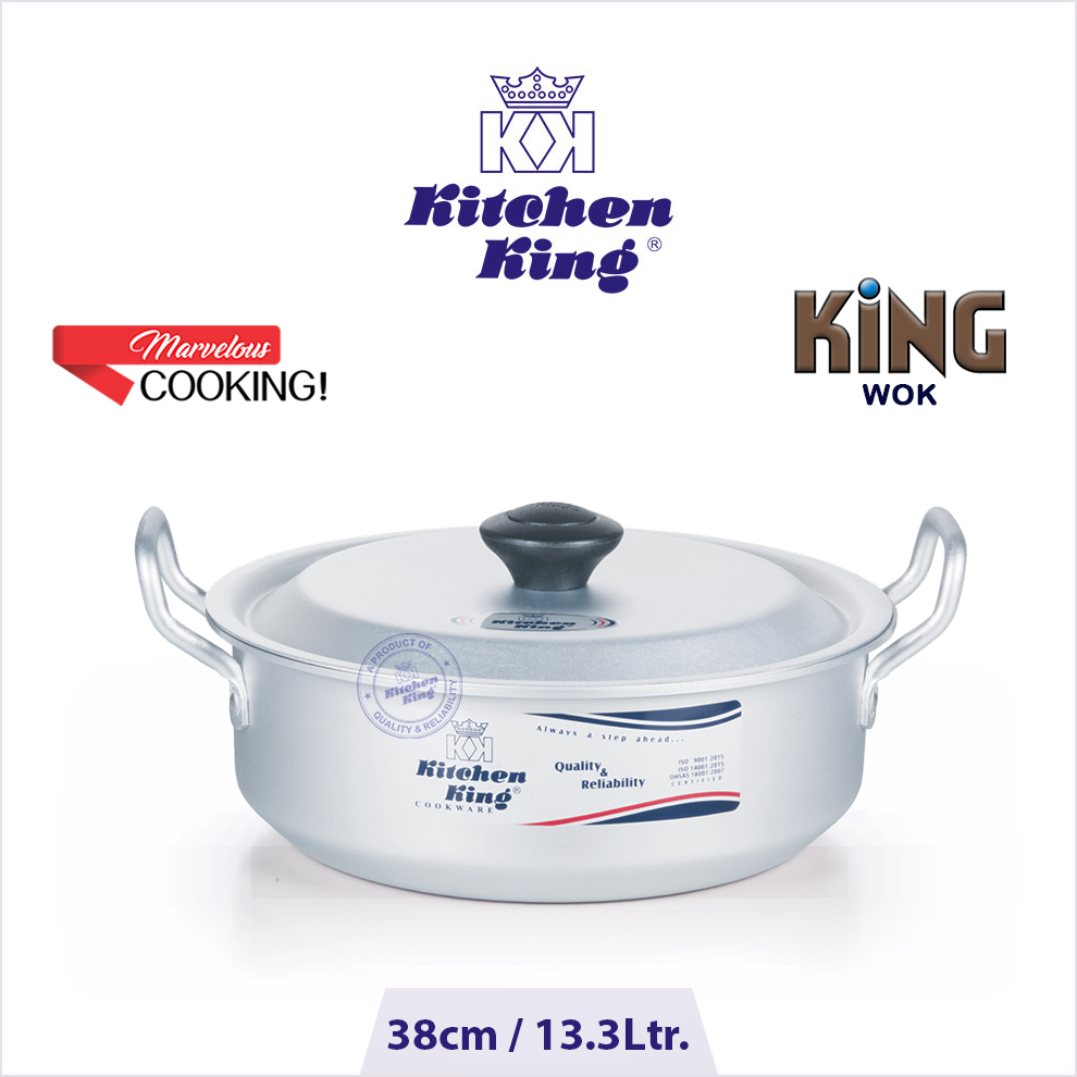 King-Wok-38cm Karahi at best price. Silver karahi, best karahi. best wok. Flat Karahi. best cookware. best cookware set price in Pakistan. Silver Steel Cooking Karahi.
