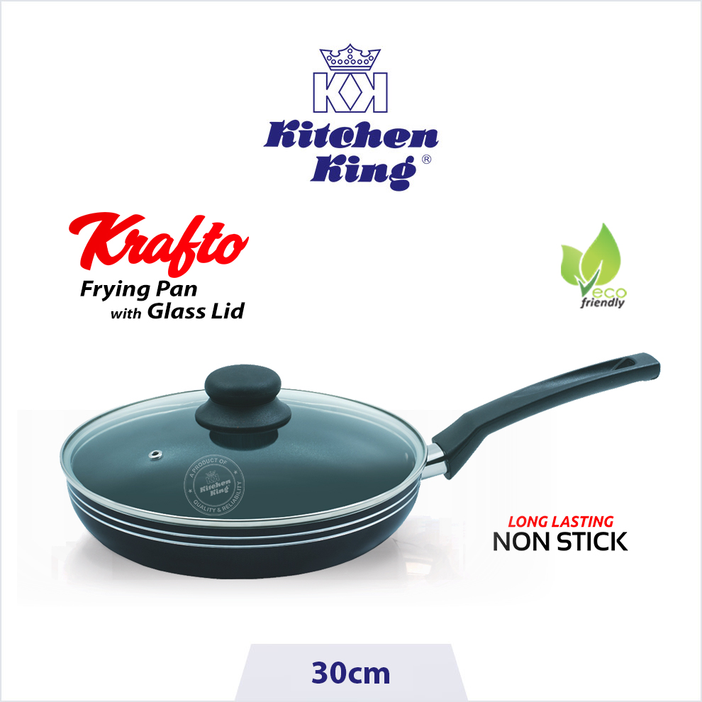 Fry Pan price. Nonstick Frying Pan. Nonstick Pan Krafto-FryingPan-GL-30cm.jpg best non stick fry pan in Pakistan. best non stick fry pan. fry pan price in Pakistan. best non-stick cookware brand in Pakistan. PFOA free. high quality, bestselling, pots and woks. fry pan with glass lid