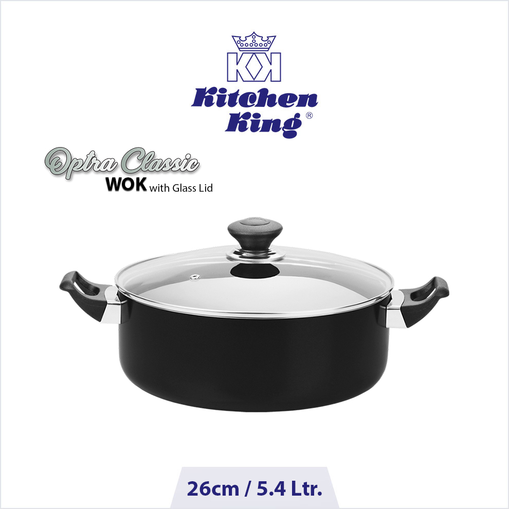 Optra Classic Woks 26cm Optra Classic Wok (Glass Lid) - 26cm