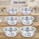 Kitchen King degchi set size guide – six pots, number 1 to 6, 18 to 30cm