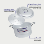 Multi-purpose steamer pot for vegetables, rice, and steamed chicken