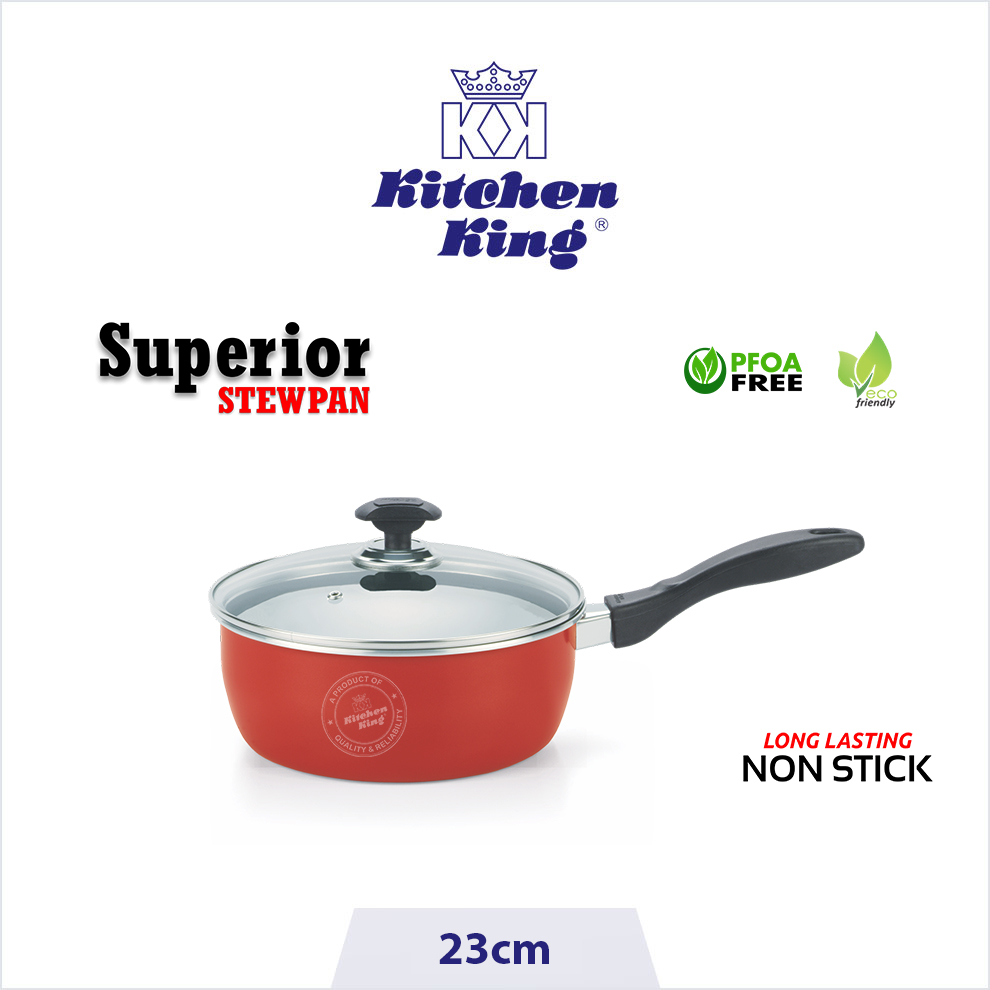 non stick pots & pans online. Saucepan with glass lid. Saucepan. Kitchen King Stew-Pan-23cm.jpg Cooking pots & pans online in Pakistan. Non stick cooking pot. Sauce pan. Non stick sauce pan. sauce pan price. Saucepan with glass lid. Nonstick kitchenware.
