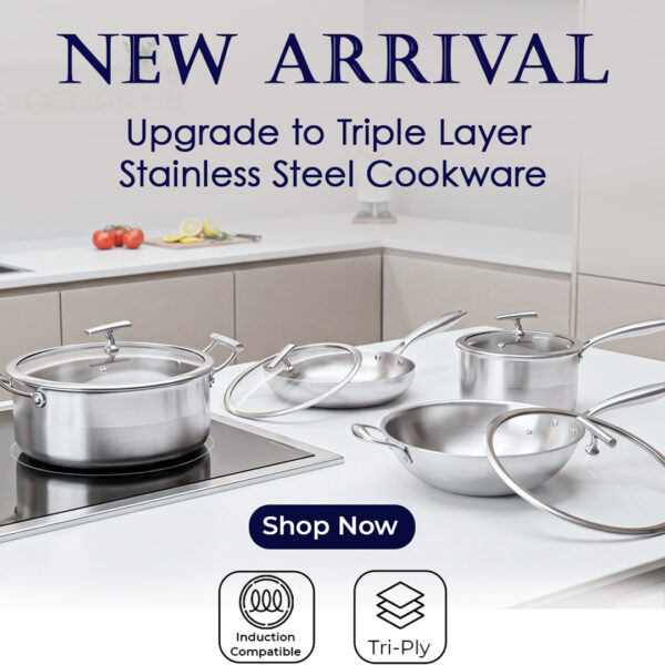 Kitchen King Cookware. Stainless Steel Cooking Pots, Frying Pan, Karahi, Sauce Pan. Best heavy Duty Stainless Steel Cookware.