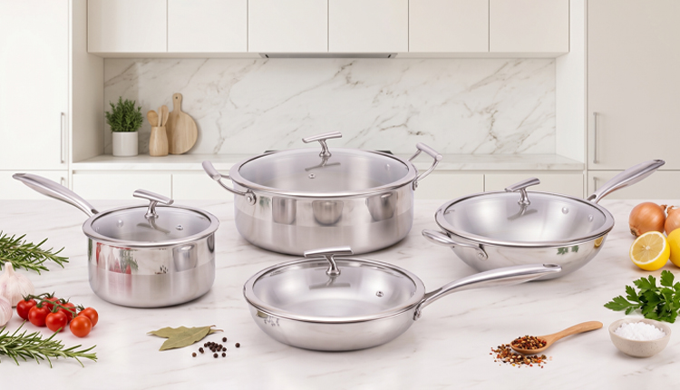 Kitchen King Tri-Ply stainless steel cookware Pakistan – fry pan karahi sauce pan cooking pot