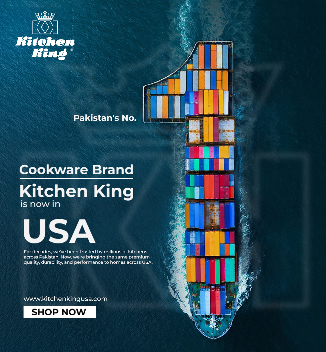 🇵🇰 Pakistan's No. 1 Cookware Brand – Kitchen King is now in the USA! 🇺🇸 For decades, we've been trusted by millions of kitchens across Pakistan. Now, we're bringing the same premium quality, durability, and performance to homes across America. Kitchen King – Now Available in the USA. Cook with confidence. Cook like royalty. #KitchenKing #NowInUSA #MadeForEveryKitchen #PakistanToUSA #Cookware #KitchenEssentials